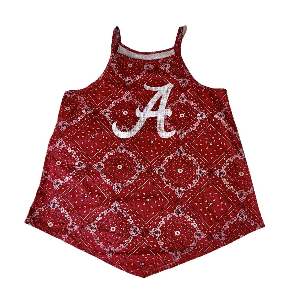 Wrangler Alabama Crimson Tide Tank Top M Red Bandana Print Spaghetti Strap NWT